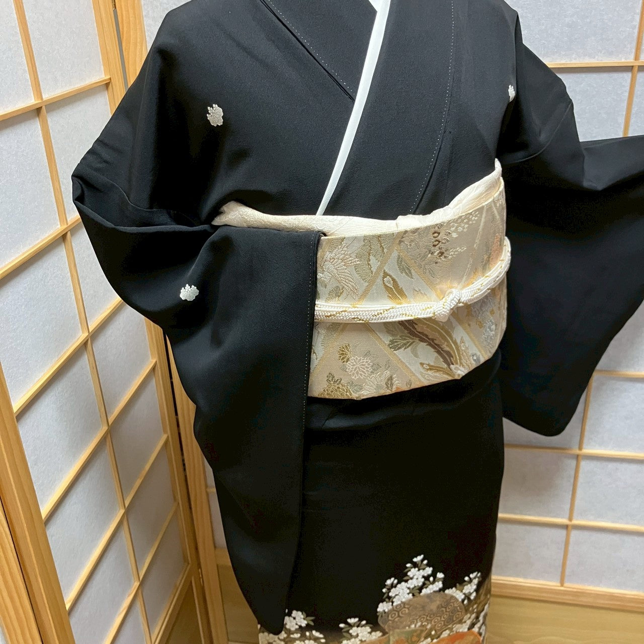 6492# Japanese Tomesode Kimono Vintage Womens Silk Fabric Robe Kimono only sold
