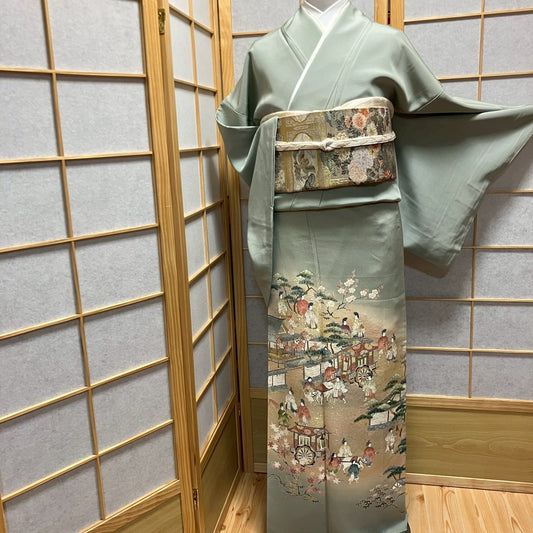 6743# Japanese Tomesode Kimono Vintage Womens Silk Fabric Robe Kimono only sold