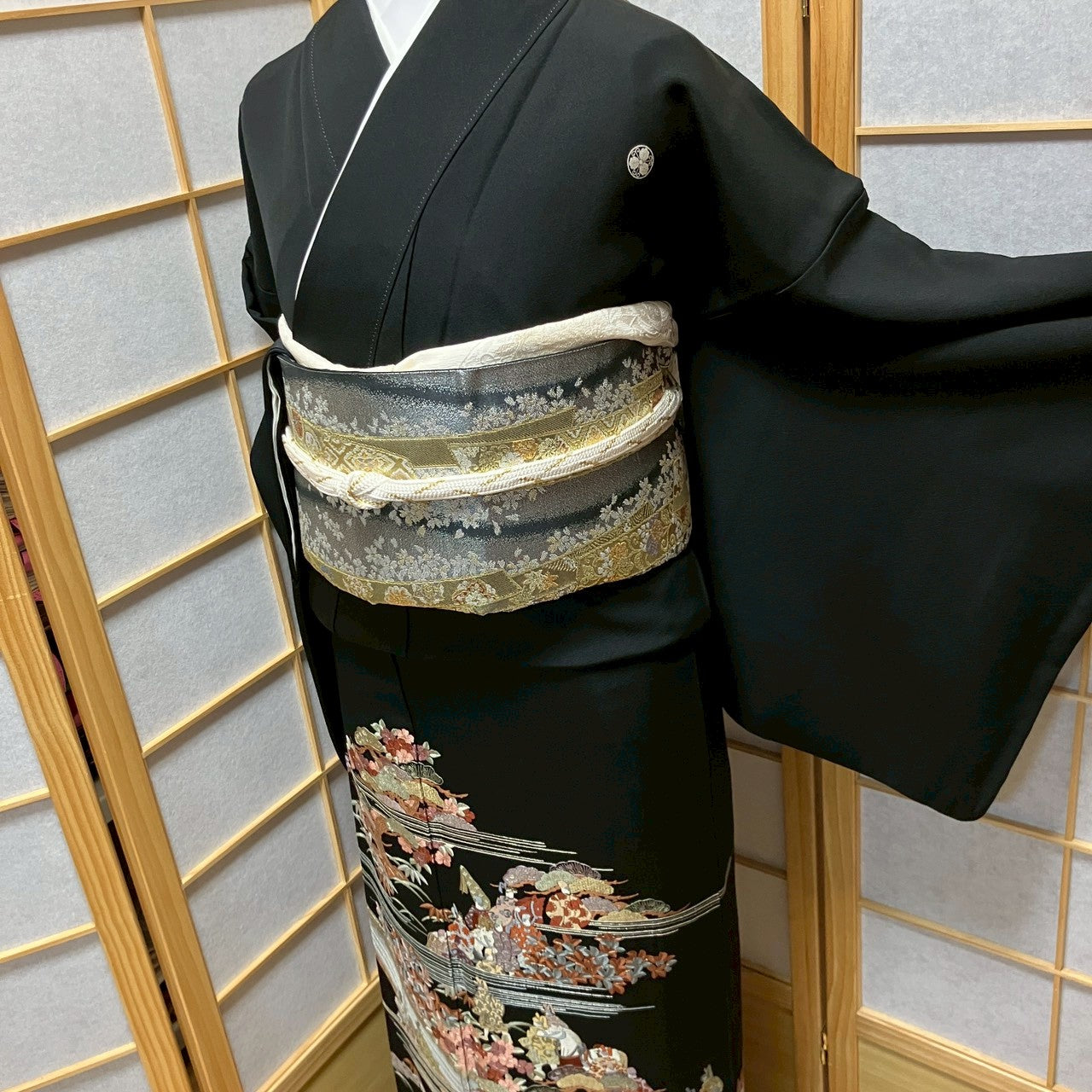 6744# Japanese Tomesode Kimono Vintage Womens Silk Fabric Robe Kimono only sold