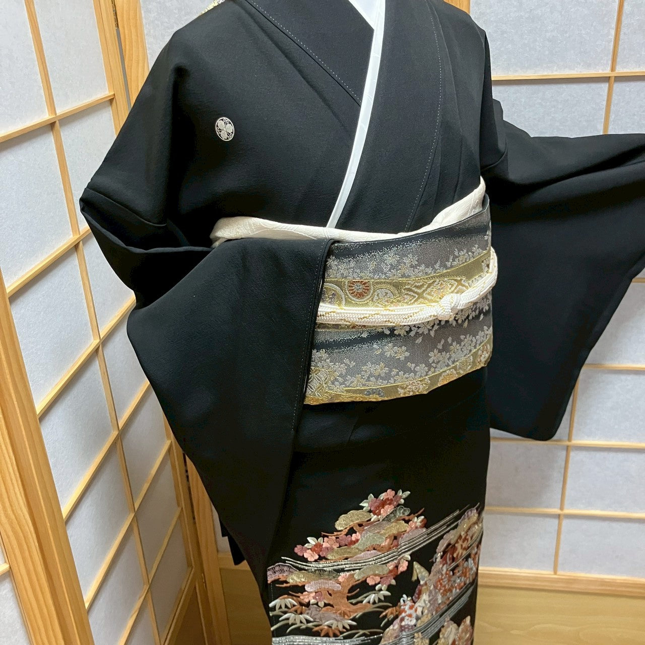 6744# Japanese Tomesode Kimono Vintage Womens Silk Fabric Robe Kimono only sold
