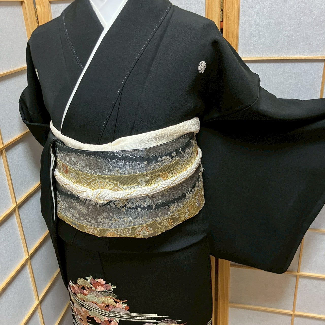 6744# Japanese Tomesode Kimono Vintage Womens Silk Fabric Robe Kimono only sold