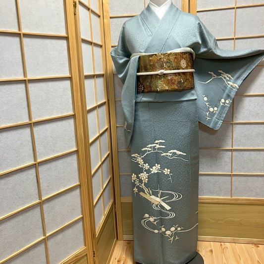 6795# Japanese Kimono Vintage Womens Silk Fabric Robe Kimono only sold