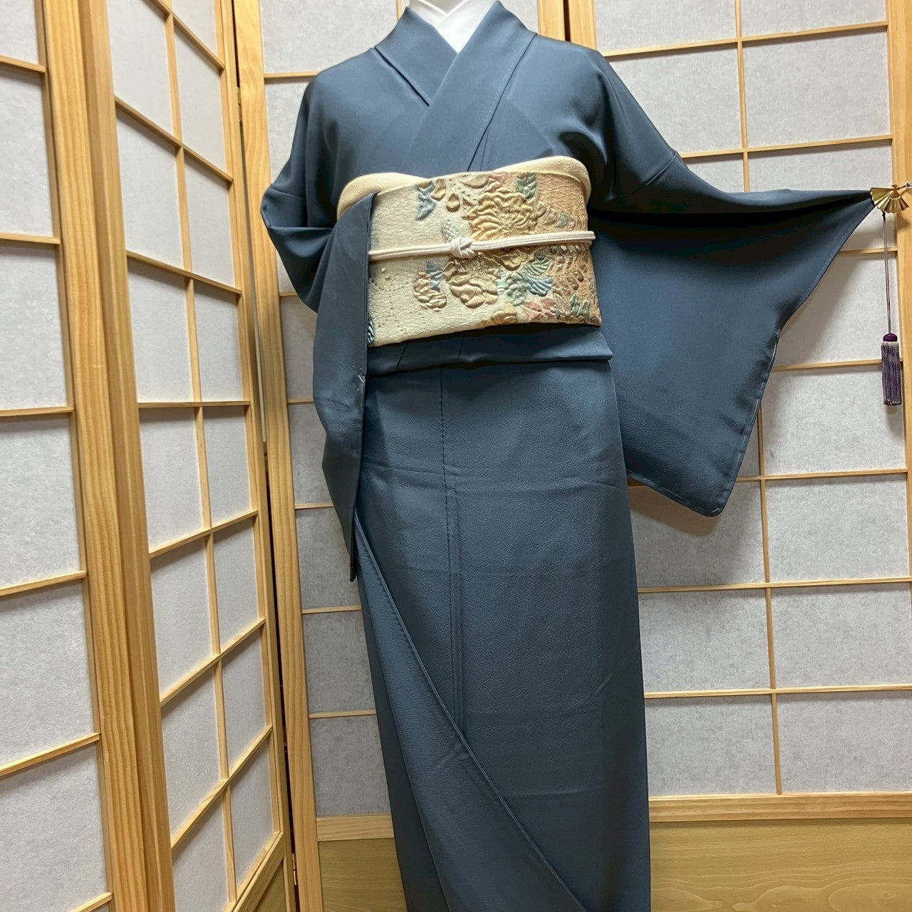 6796# Japanese Plain Kimono Vintage Womens Silk Fabric Robe Kimono only sold