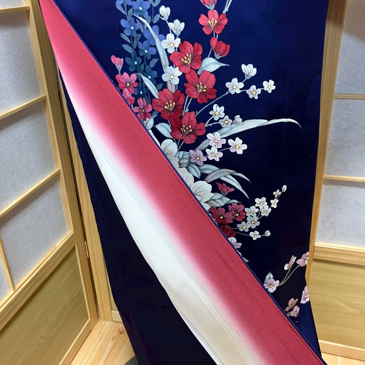 6808# Japanese Kimono Vintage Womens Silk Fabric Robe Kimono only sold Unused