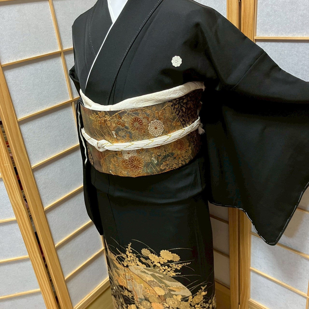 6809# Japanese Tomesode Kimono Vintage Womens Silk Fabric Robe Kimono only sold