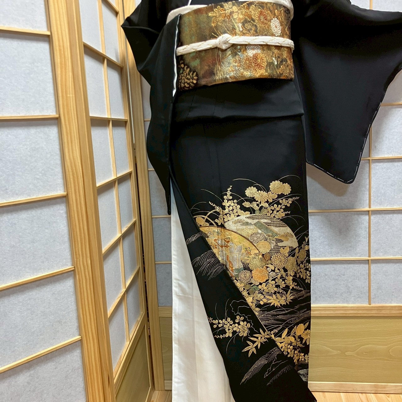 6809# Japanese Tomesode Kimono Vintage Womens Silk Fabric Robe Kimono only sold