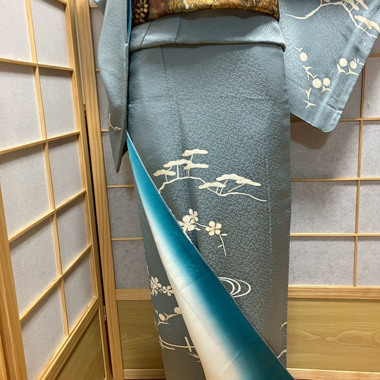 6795# Japanese Kimono Vintage Womens Silk Fabric Robe Kimono only sold