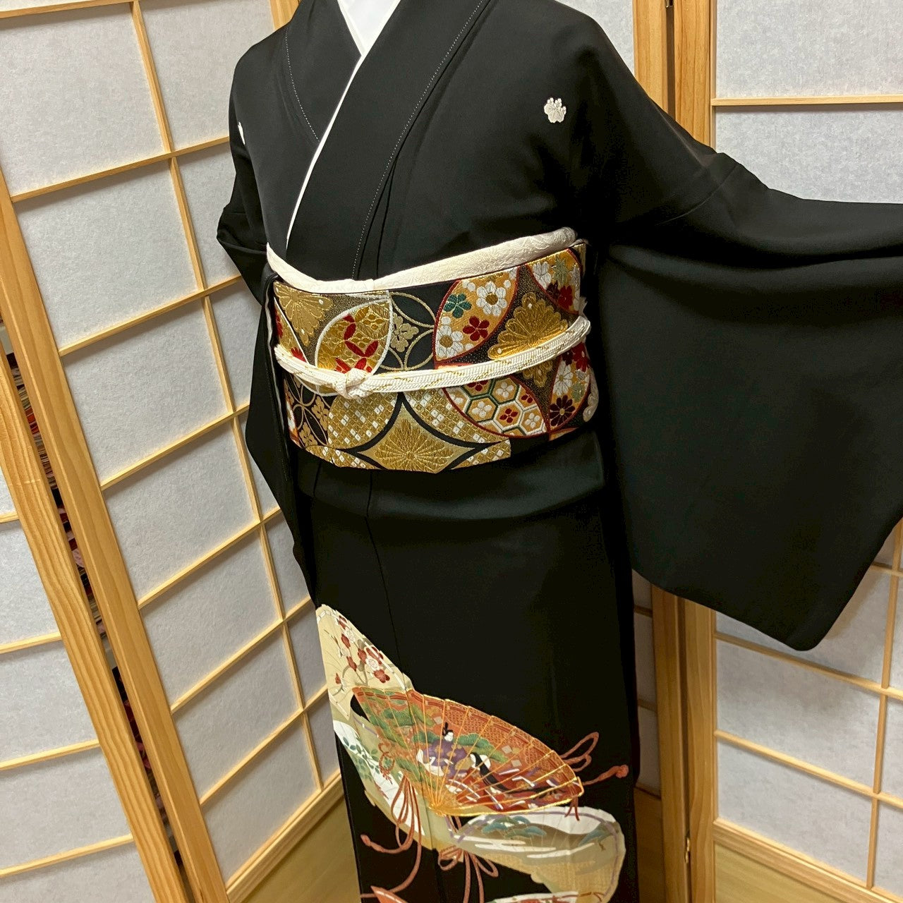 6811# Japanese Tomesode Kimono Vintage Womens Silk Fabric Robe Kimono only sold