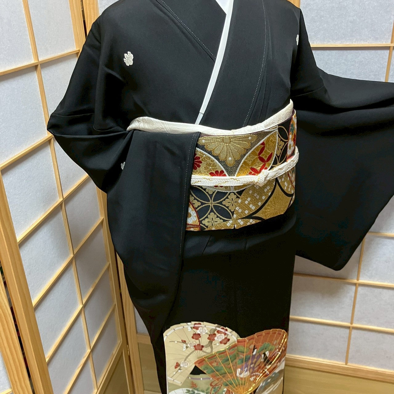 6811# Japanese Tomesode Kimono Vintage Womens Silk Fabric Robe Kimono only sold