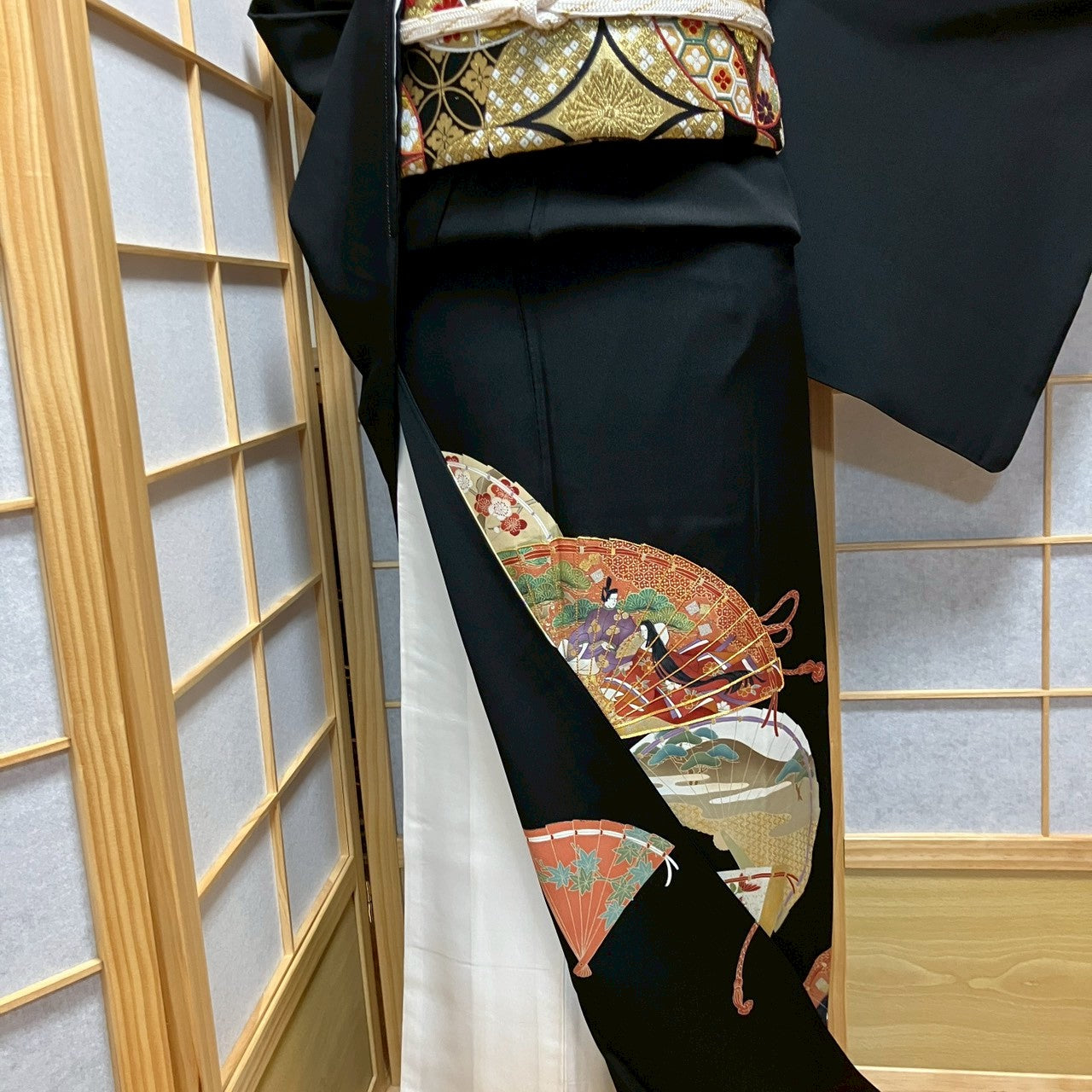 6811# Japanese Tomesode Kimono Vintage Womens Silk Fabric Robe Kimono only sold