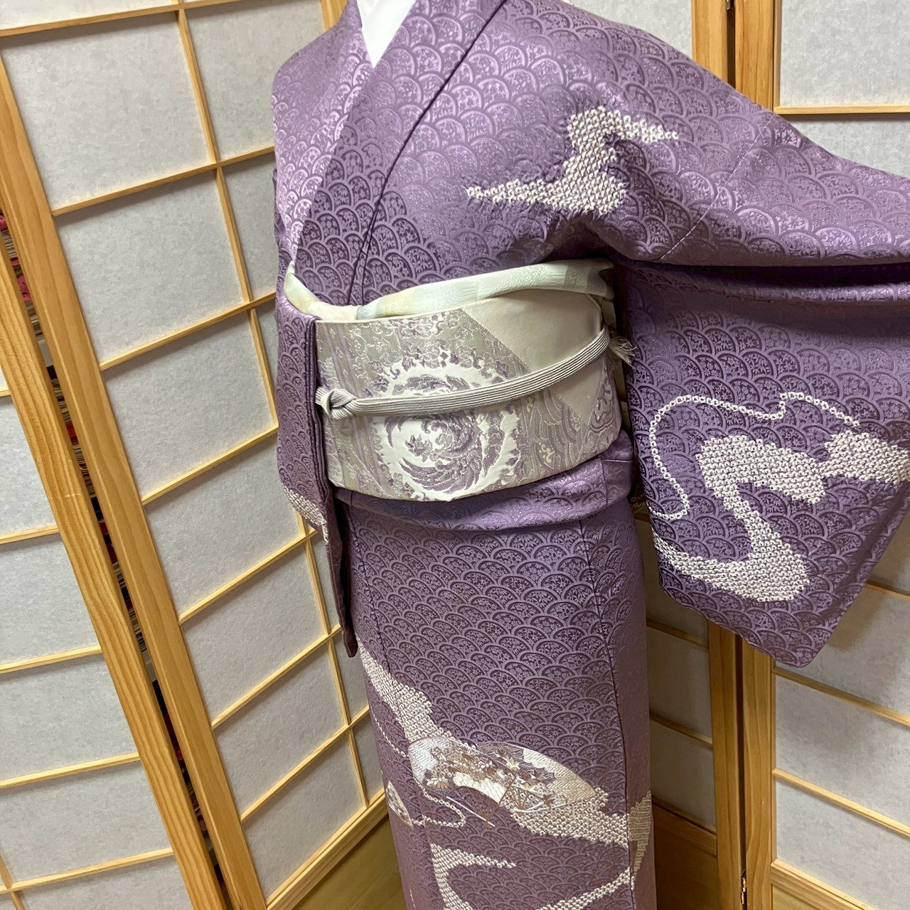 6810# Japanese Kimono Vintage Womens Silk Fabric Robe Kimono only sold Shibori