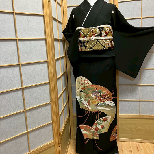 6811# Japanese Tomesode Kimono Vintage Womens Silk Fabric Robe Kimono only sold