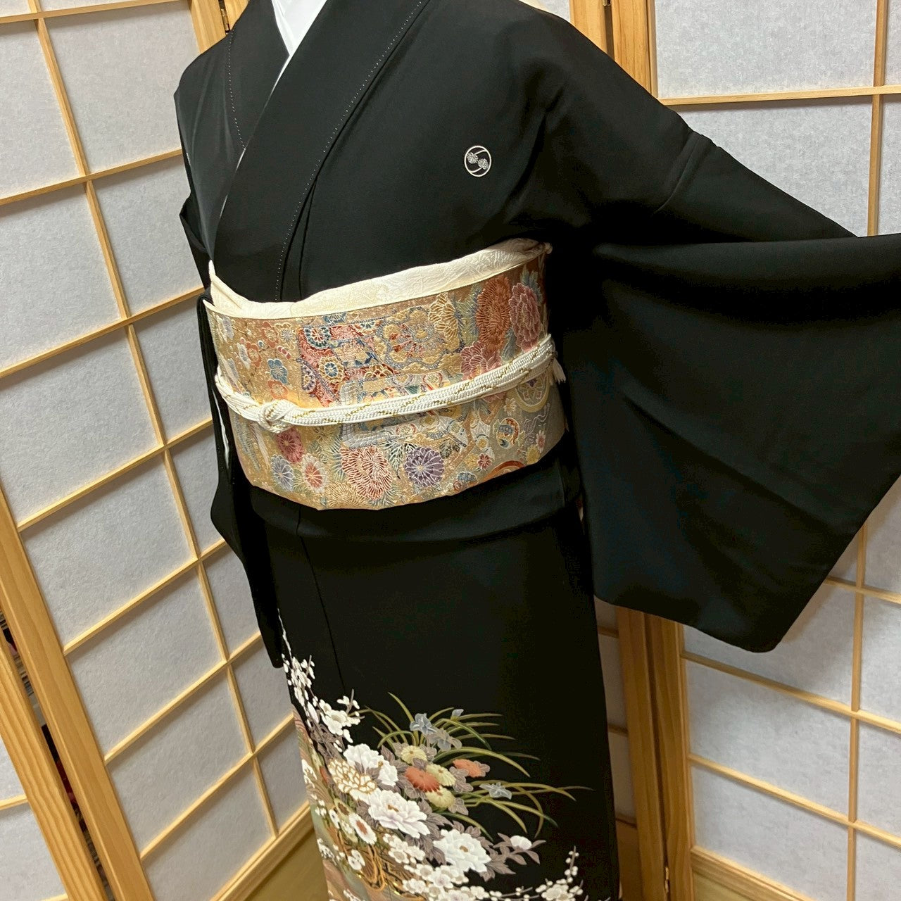 6812# Japanese Tomesode Kimono Vintage Womens Silk Fabric Robe Kimono only sold