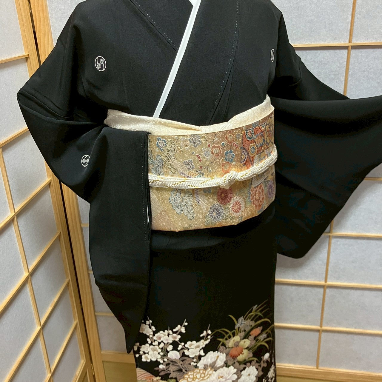 6812# Japanese Tomesode Kimono Vintage Womens Silk Fabric Robe Kimono only sold