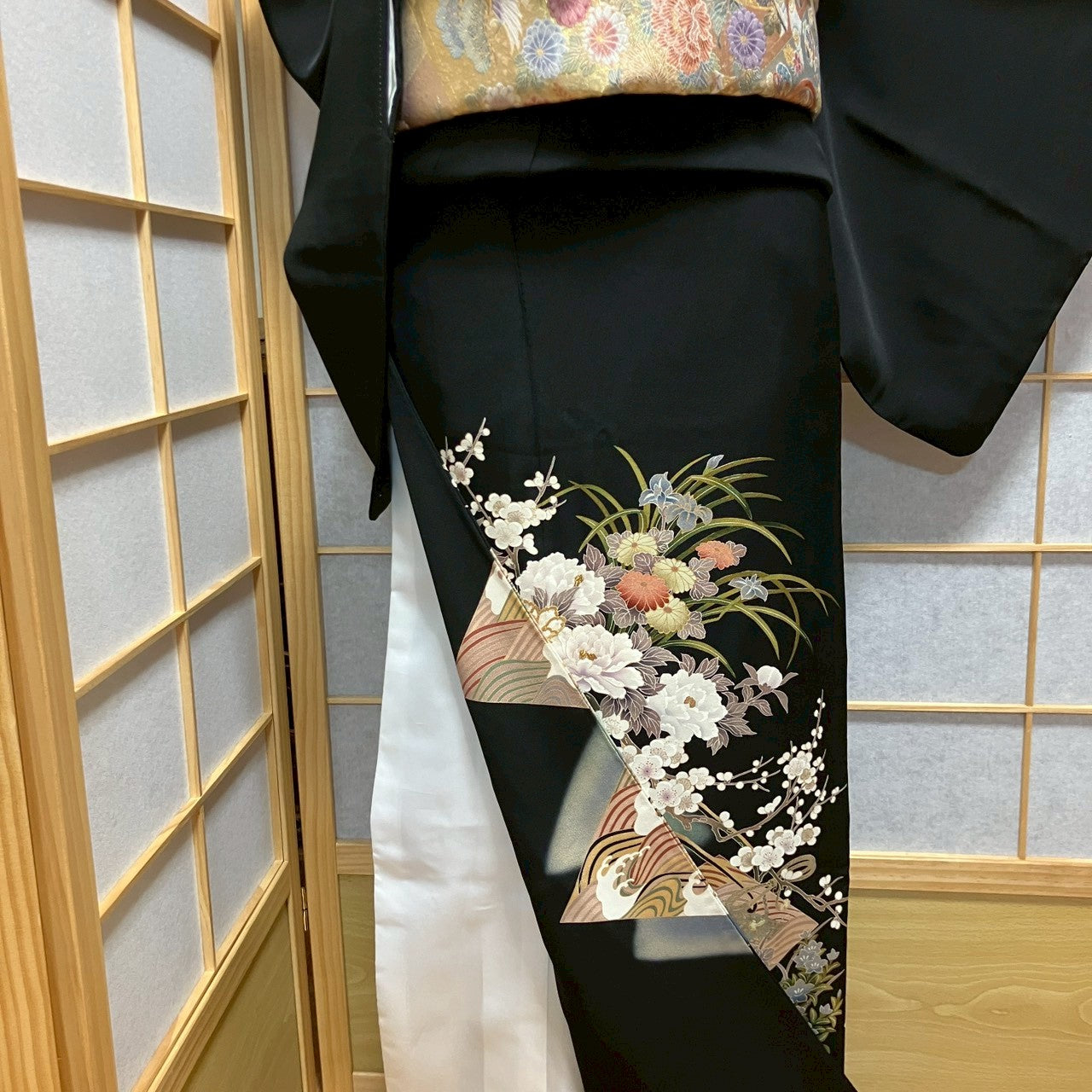 6812# Japanese Tomesode Kimono Vintage Womens Silk Fabric Robe Kimono only sold