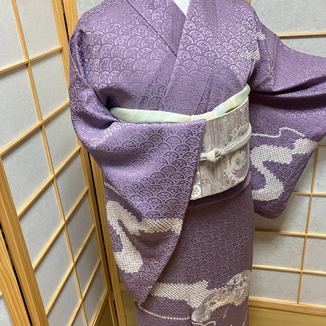 6810# Japanese Kimono Vintage Womens Silk Fabric Robe Kimono only sold Shibori