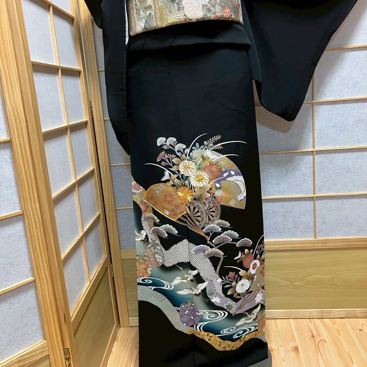 6813# Japanese Tomesode Kimono Vintage Womens Silk Fabric Robe Kimono only sold