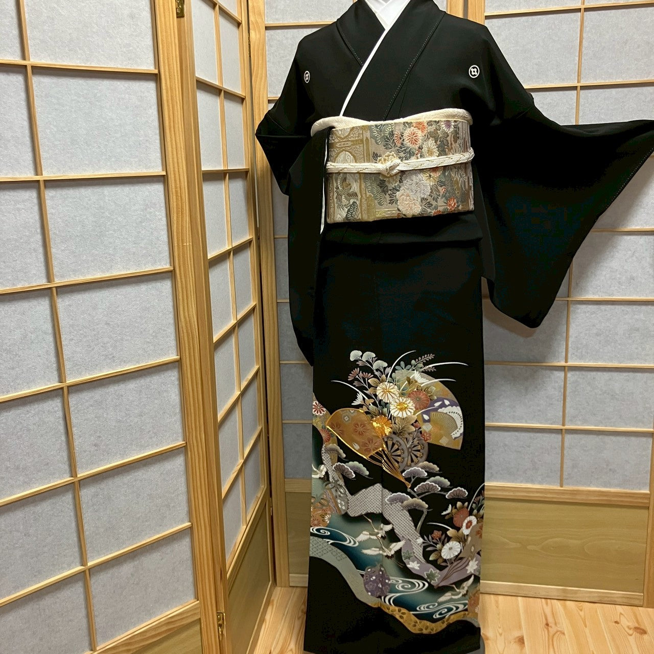 6813# Japanese Tomesode Kimono Vintage Womens Silk Fabric Robe Kimono only sold