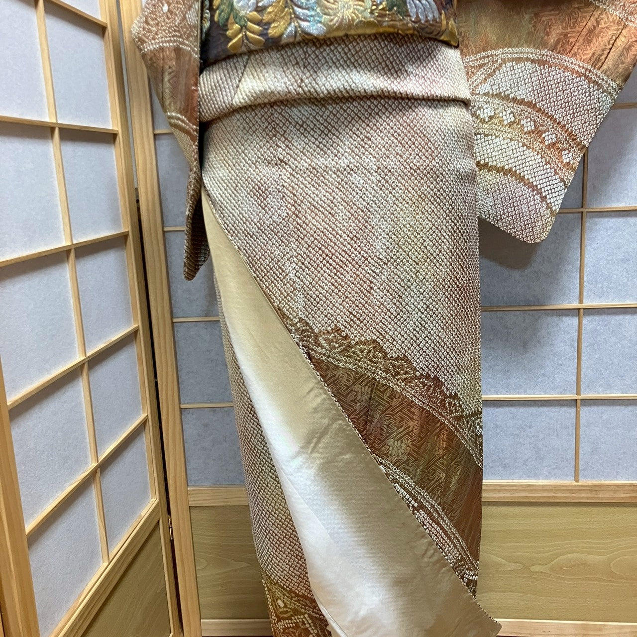 6814# Japanese Kimono Vintage Womens Silk Fabric Robe Kimono only sold Shibori
