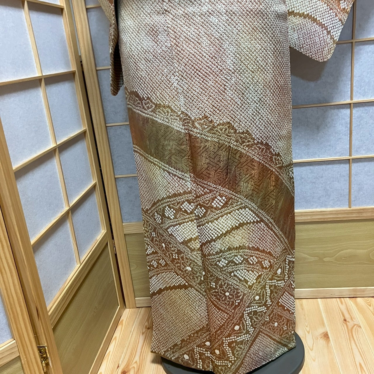 6814# Japanese Kimono Vintage Womens Silk Fabric Robe Kimono only sold Shibori