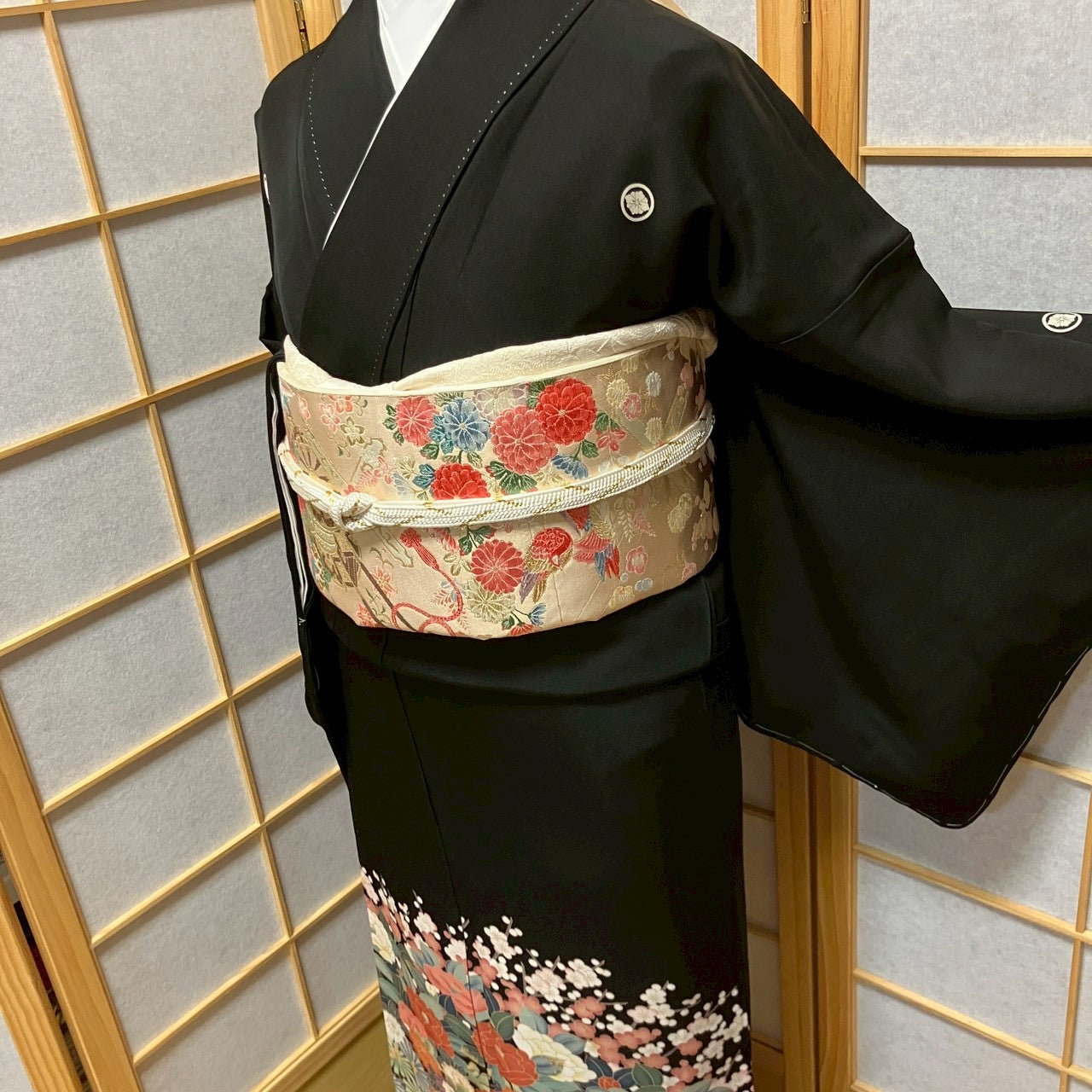 6816# Japanese Tomesode Kimono Vintage Womens Silk Fabric Robe Kimono only sold