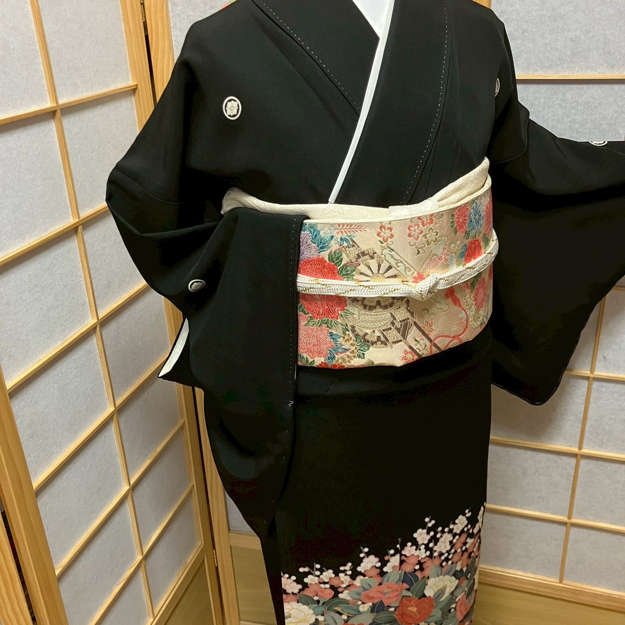 6816# Japanese Tomesode Kimono Vintage Womens Silk Fabric Robe Kimono only sold