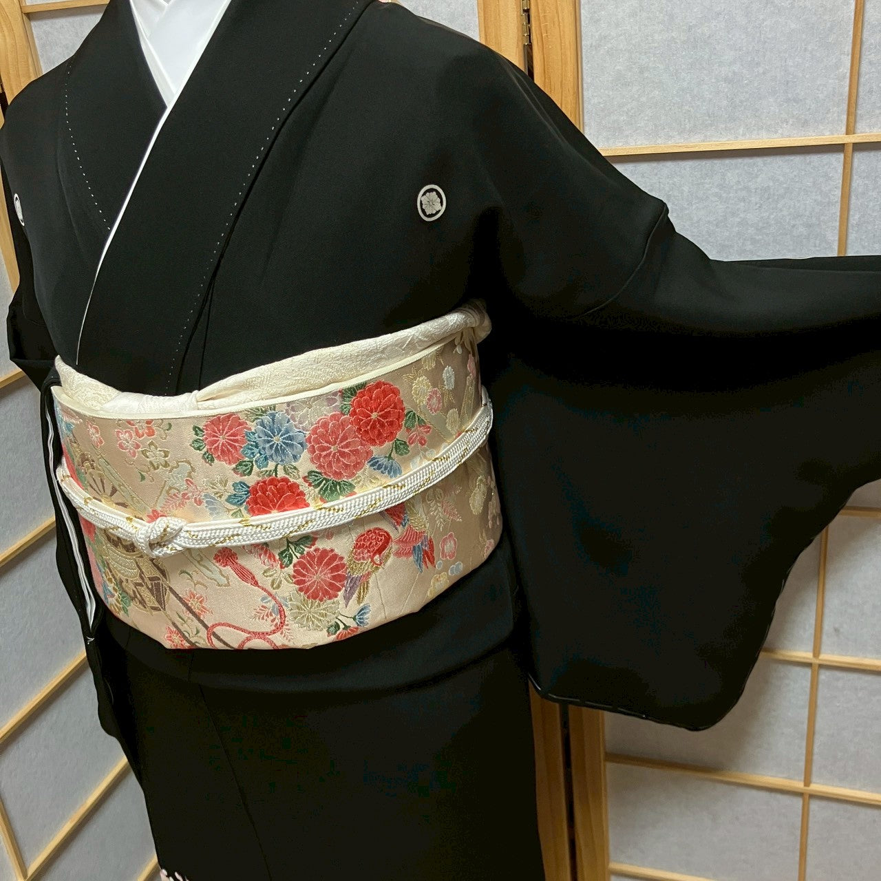 6816# Japanese Tomesode Kimono Vintage Womens Silk Fabric Robe Kimono only sold