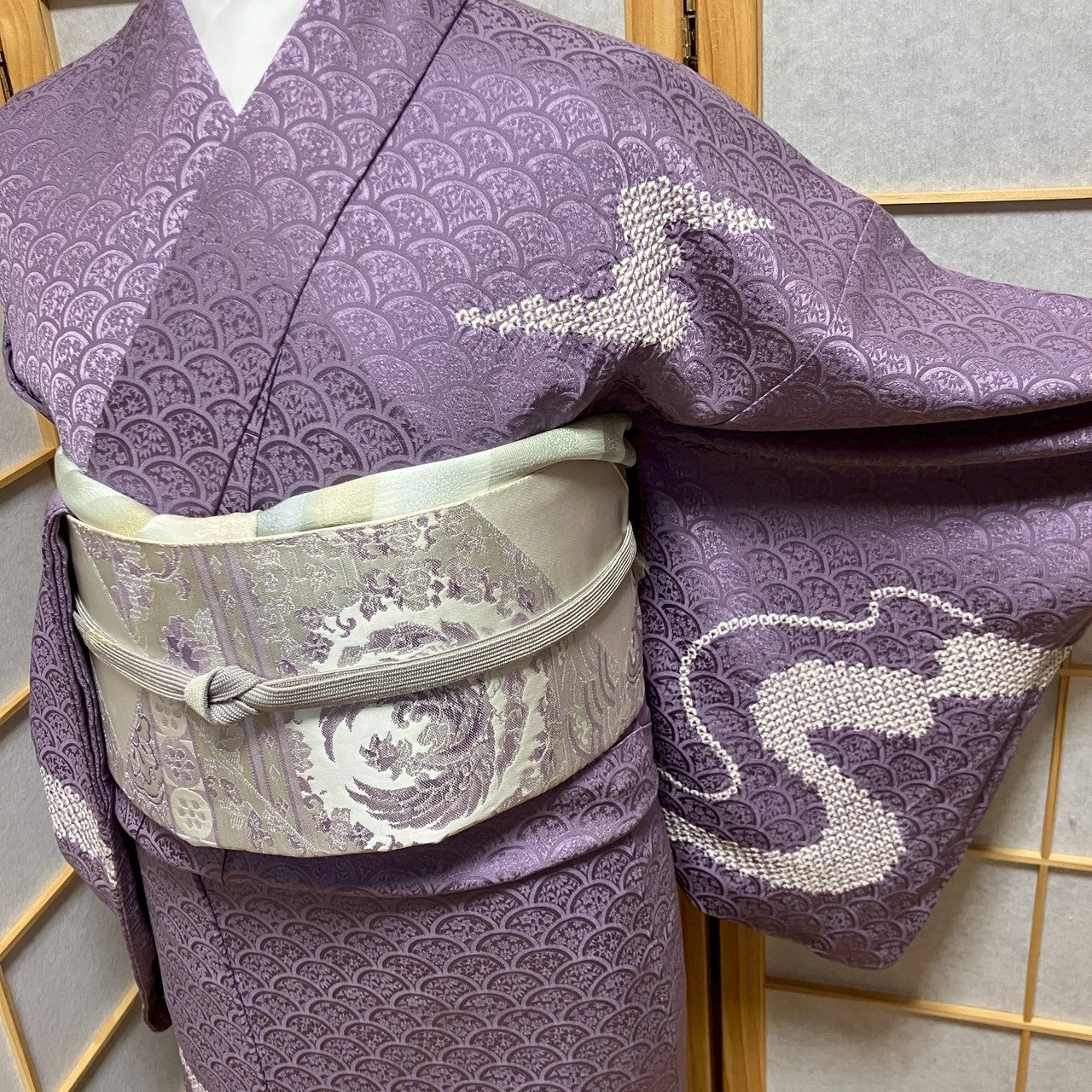 6810# Japanese Kimono Vintage Womens Silk Fabric Robe Kimono only sold Shibori