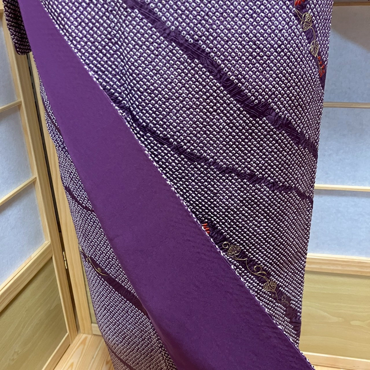 6819# Japanese Kimono Vintage Womens Silk Fabric Robe Kimono only sold Shibori