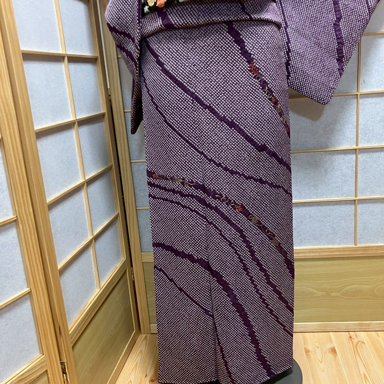 6819# Japanese Kimono Vintage Womens Silk Fabric Robe Kimono only sold Shibori