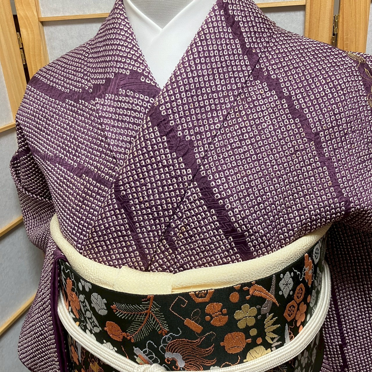 6819# Japanese Kimono Vintage Womens Silk Fabric Robe Kimono only sold Shibori