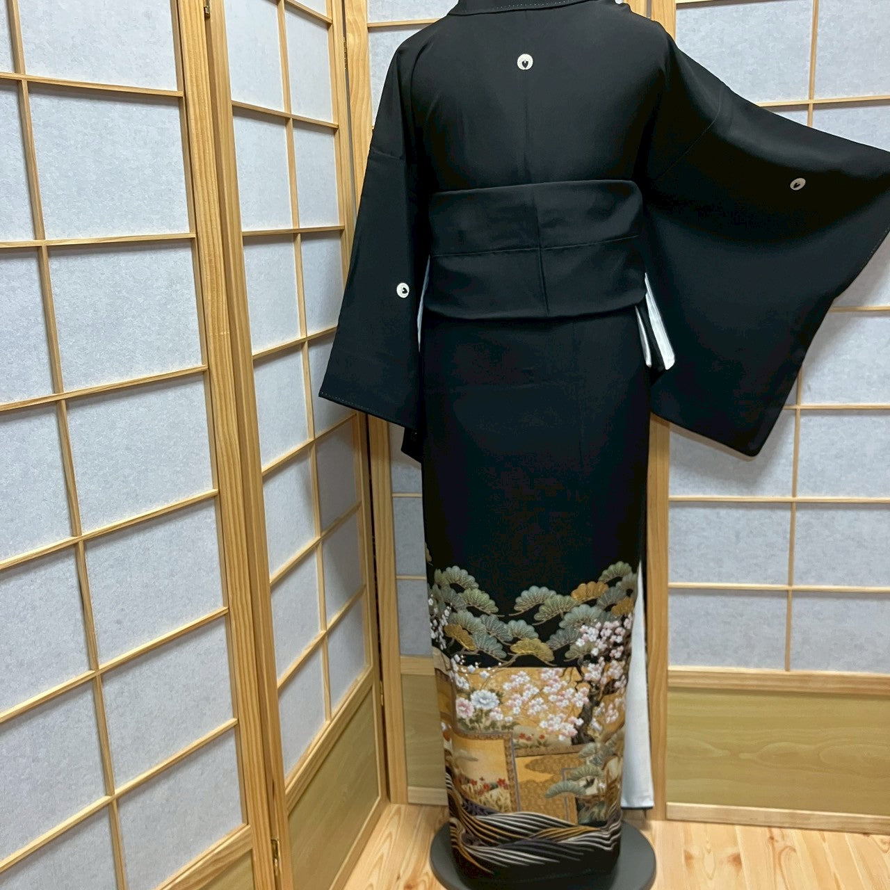 6820# Japanese Tomesode Kimono Vintage Womens Silk Fabric Robe Kimono only sold