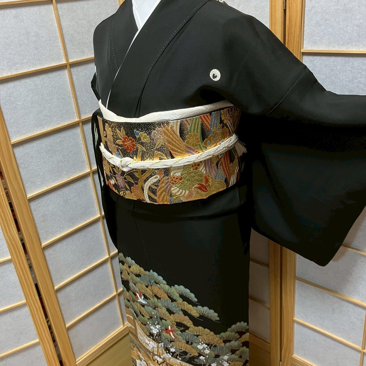 6820# Japanese Tomesode Kimono Vintage Womens Silk Fabric Robe Kimono only sold