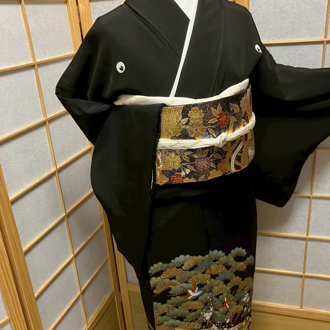 6820# Japanese Tomesode Kimono Vintage Womens Silk Fabric Robe Kimono only sold