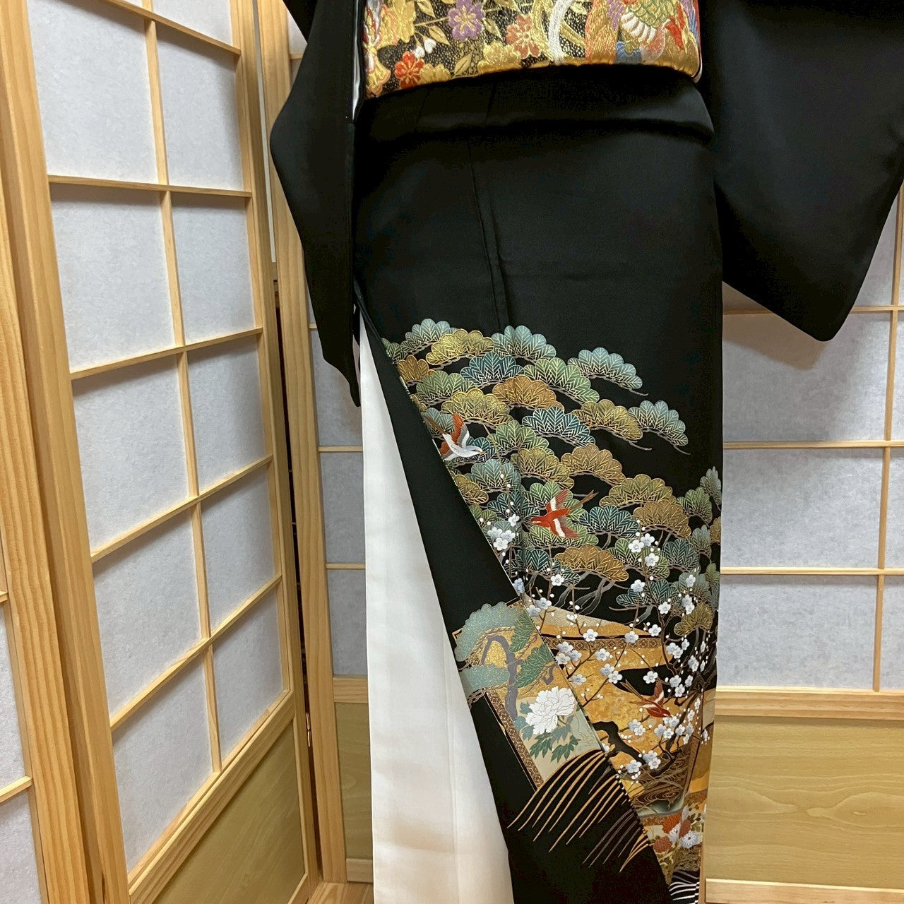 6820# Japanese Tomesode Kimono Vintage Womens Silk Fabric Robe Kimono only sold