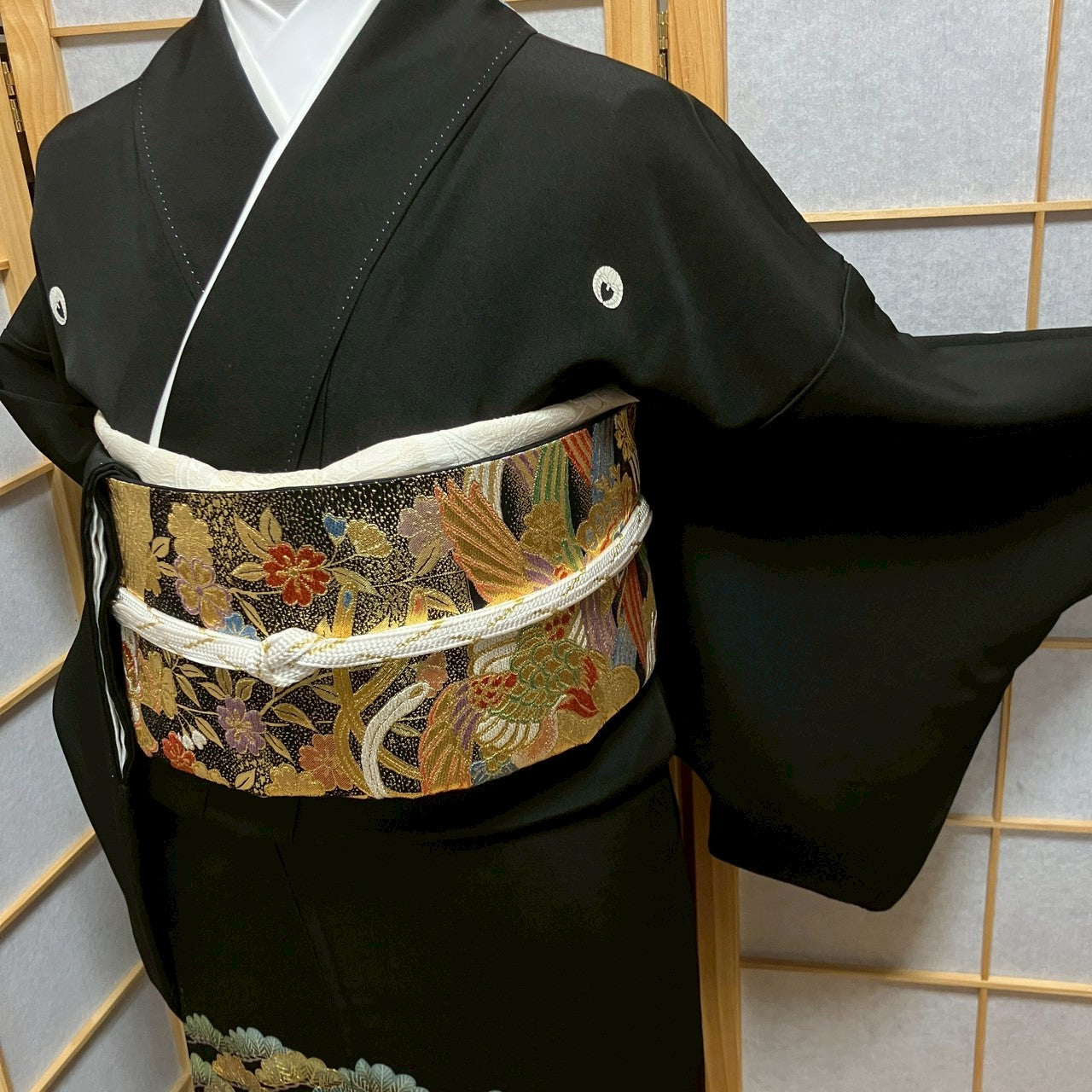 6820# Japanese Tomesode Kimono Vintage Womens Silk Fabric Robe Kimono only sold