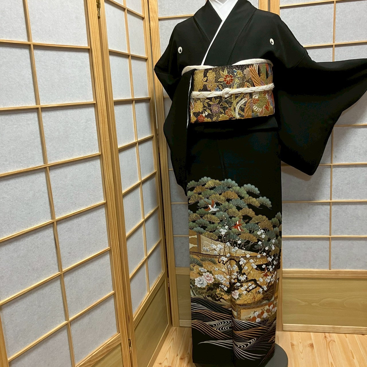 6820# Japanese Tomesode Kimono Vintage Womens Silk Fabric Robe Kimono only sold