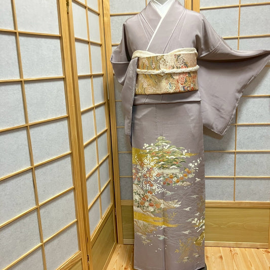 7071# Japanese Tomesode Kimono Vintage Womens Silk Fabric Robe Kimono only sold