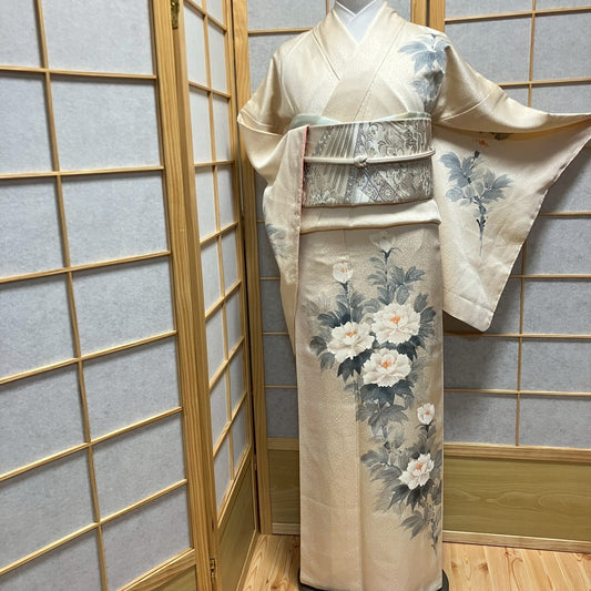 7097# Japanese Kimono Vintage Womens Silk Fabric Robe Kimono only sold