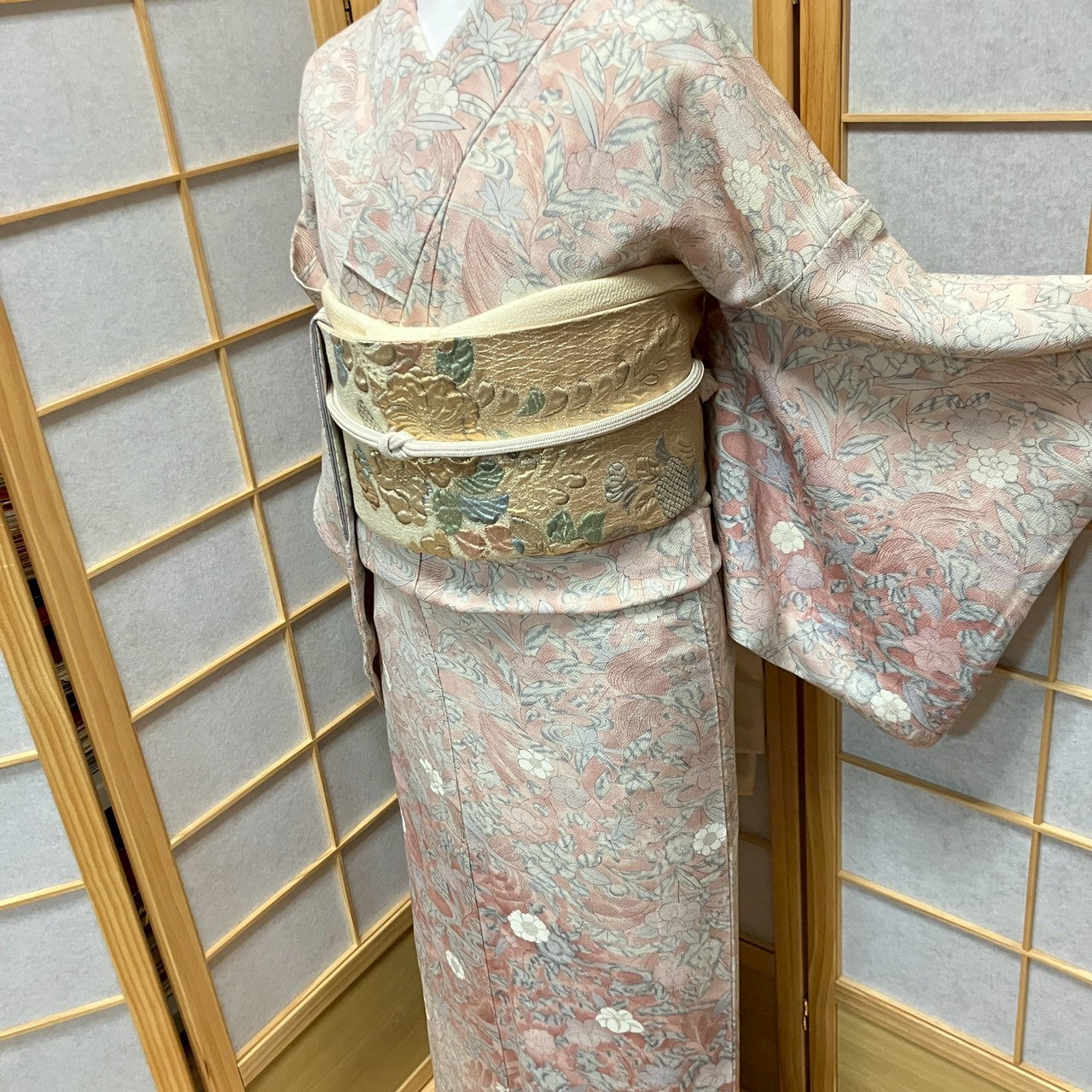 7073# Japanese Kimono Vintage Womens Silk Fabric Robe Kimono only sold