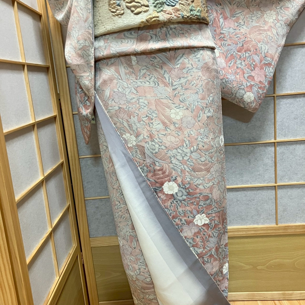 7073# Japanese Kimono Vintage Womens Silk Fabric Robe Kimono only sold