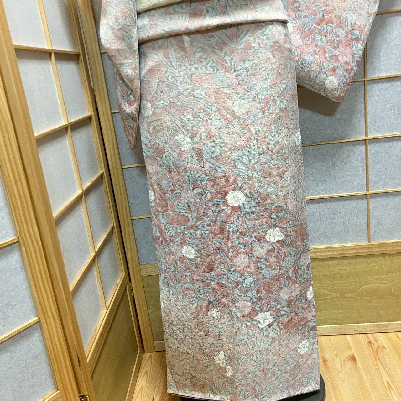 7073# Japanese Kimono Vintage Womens Silk Fabric Robe Kimono only sold