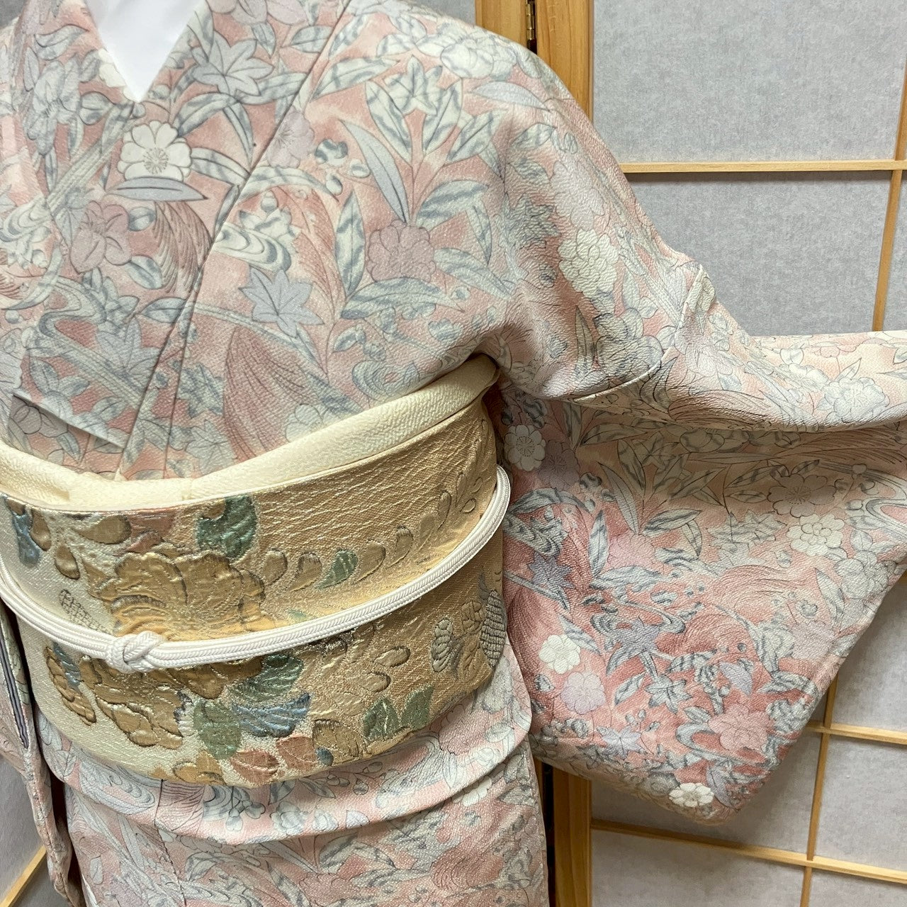 7073# Japanese Kimono Vintage Womens Silk Fabric Robe Kimono only sold