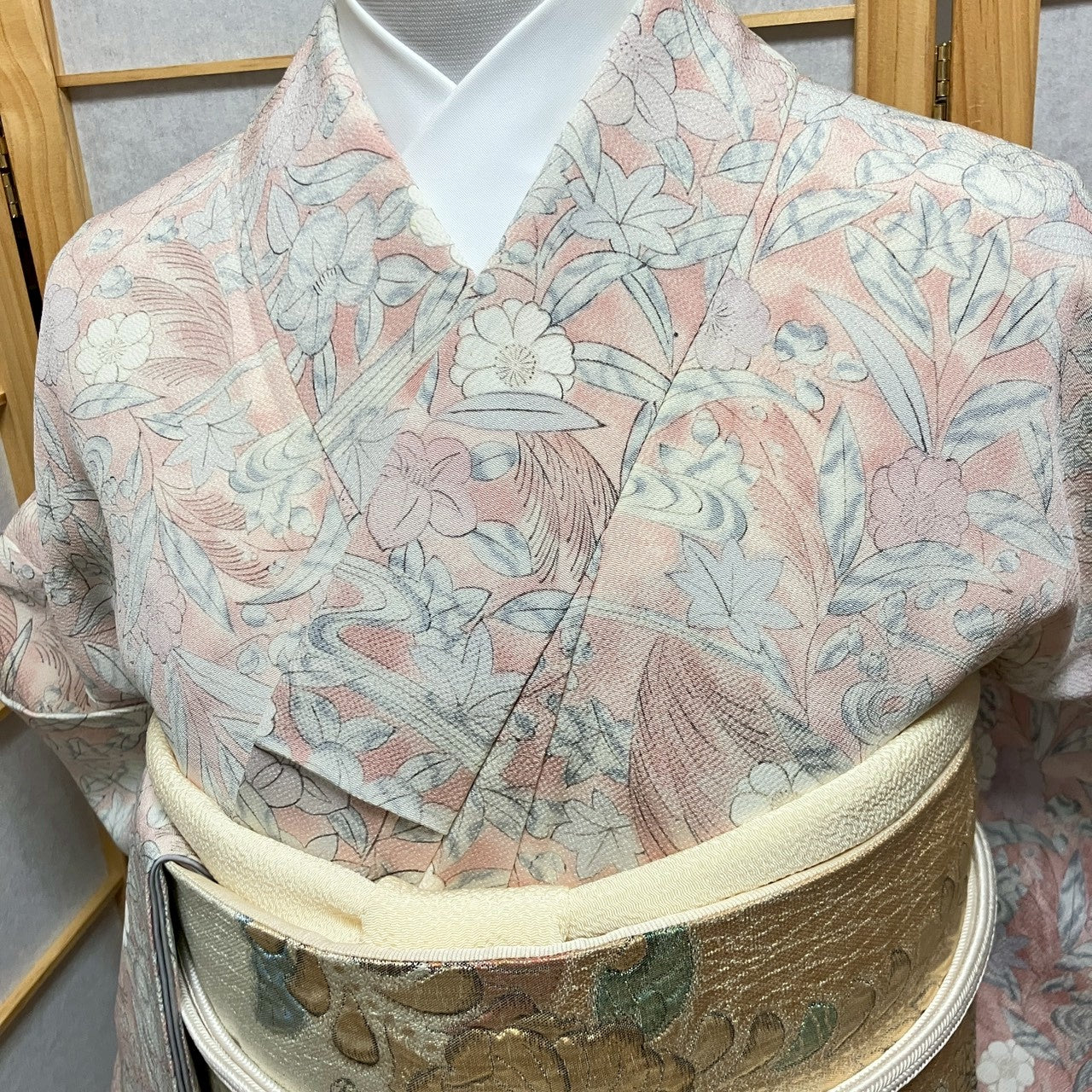 7073# Japanese Kimono Vintage Womens Silk Fabric Robe Kimono only sold