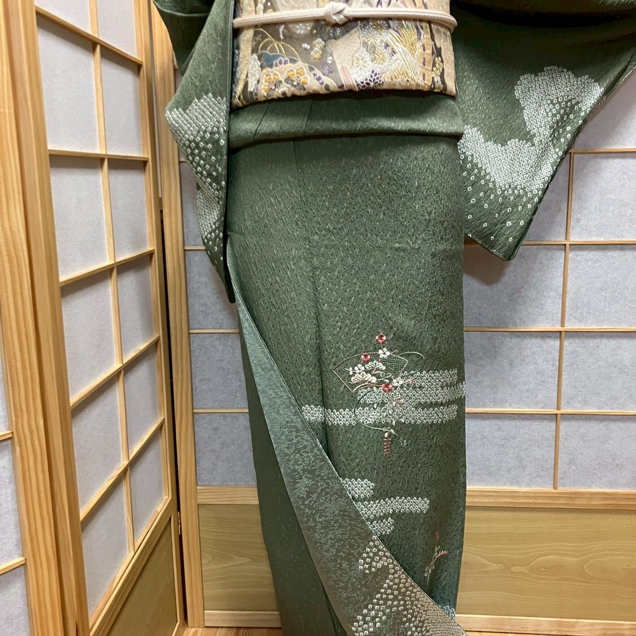 7075# Japanese Kimono Vintage Womens Silk Fabric Robe Kimono only sold Shibori