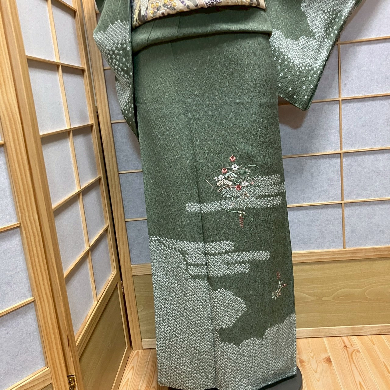 7075# Japanese Kimono Vintage Womens Silk Fabric Robe Kimono only sold Shibori