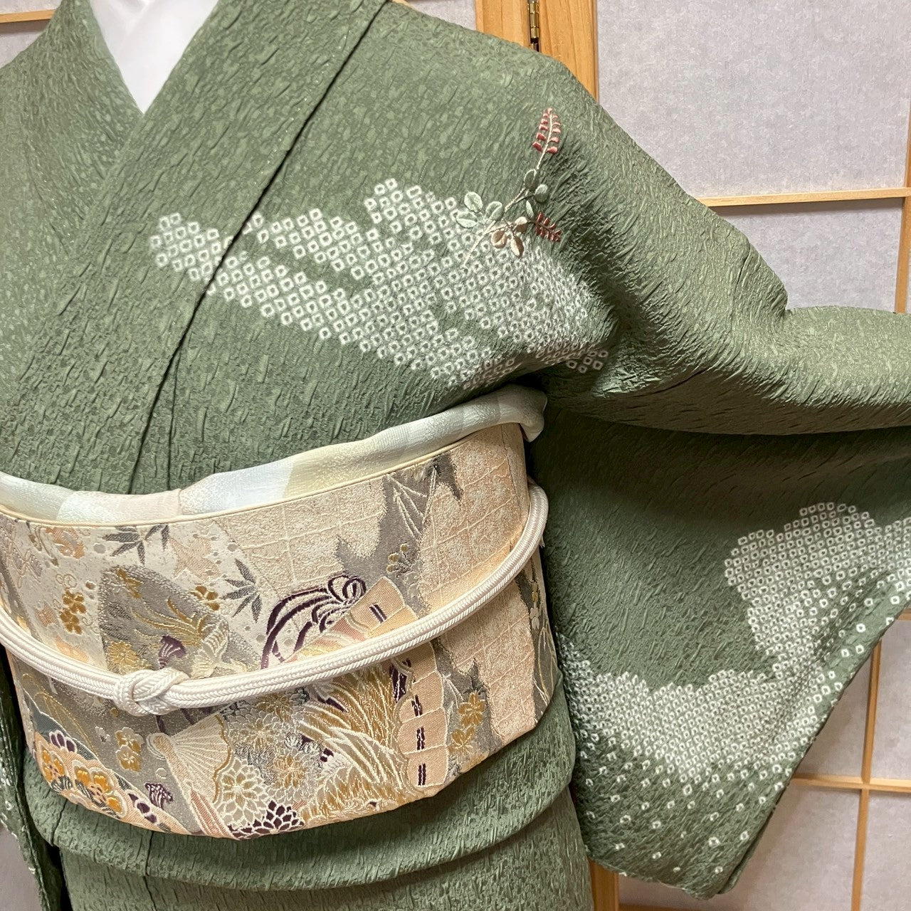 7075# Japanese Kimono Vintage Womens Silk Fabric Robe Kimono only sold Shibori