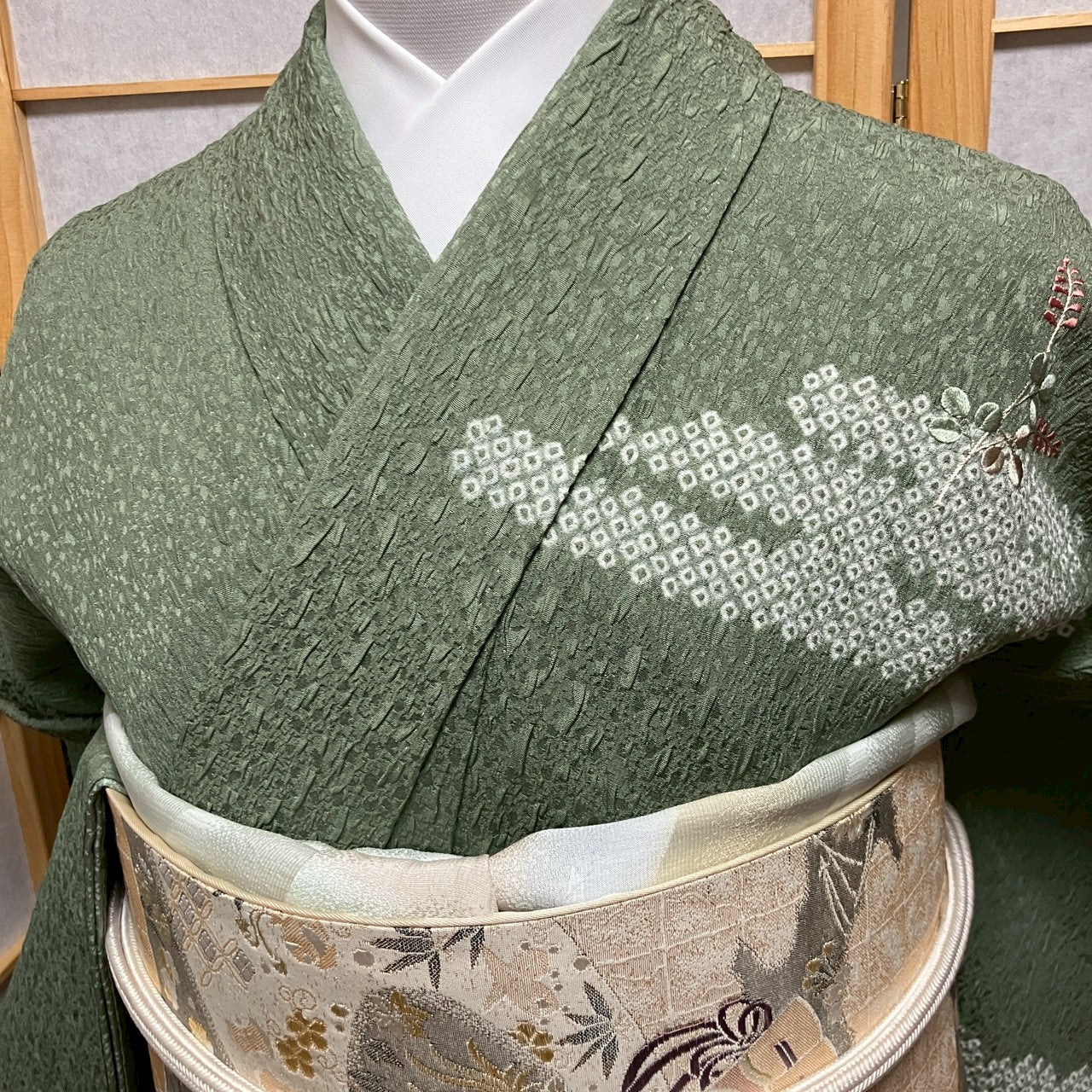 7075# Japanese Kimono Vintage Womens Silk Fabric Robe Kimono only sold Shibori