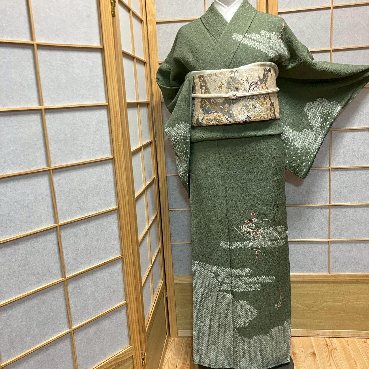 7075# Japanese Kimono Vintage Womens Silk Fabric Robe Kimono only sold Shibori