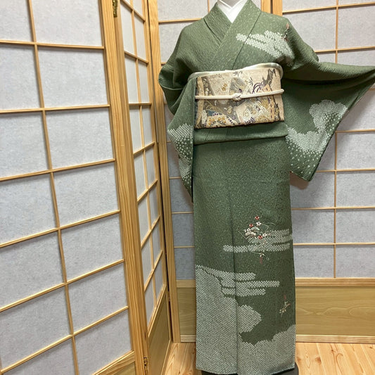 7075# Japanese Kimono Vintage Womens Silk Fabric Robe Kimono only sold Shibori